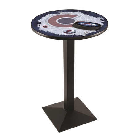 Holland Bar Stool Co 36" Blk Wrinkle Colorado Avalanche Pub Table, 28" dia. Top L217B3628ColAva-D2